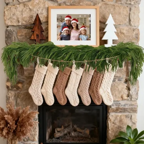 CANDELDO Pre-Lit Artificial Pine Garland - 6ft Garland Christmas with 30-LED Shine Multicolor Bulbs, Remote Timer, 12 Color Changing Modes, Mood Decorative Lights, Decorations for Home, Apartment Christmas Decor for Fireplace Mantle