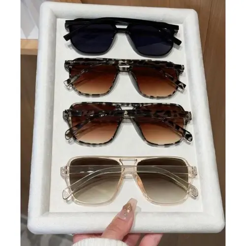 Unisex 4-Pack Lightweight Polyamide Frame Aviator Sunglasses - Double Bridge, 4 Styles, Casual, Oversized, Semi Rimless, Sunglasses for Women, Stylish Accessories, Lightweight Wear, Daily Shades Look, Everyday Use