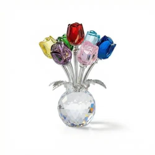 Handmade Glitter Crystal Rose Bouquet (3.1×4.8 in) - Artificial Floral Bouquet, Decorative Home Accessory Ornament, Romantic Gifts for Girlfriend, Mom Gifts, Sisters Room Decor