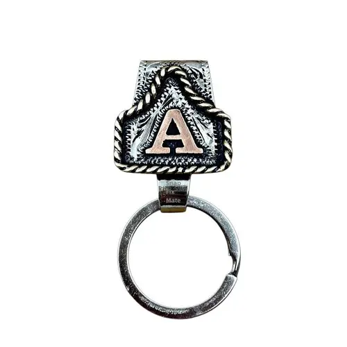 GJANSH Handmade Cow Tag Belt Key Holder with Copper Initial, Custom Made,Texas-Based,Fashion Jewelry Accessories