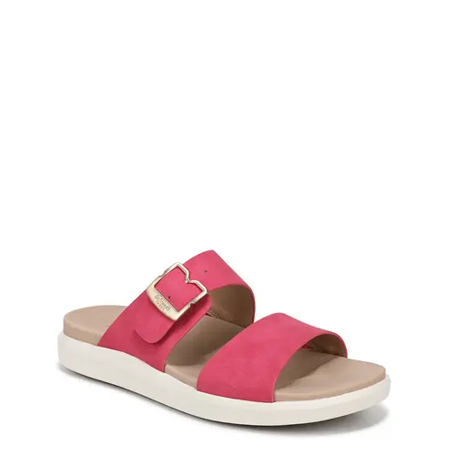 Dr. Scholl's Women's All Time Slide Sandals - Casual Beach Sandals, Fashionable Comfy Faux Leather Flat-Soled Shoes with Adjustable Band, 1.25" Sport Sole, Easy-Clean Anatomical Cushioning Beach Shoes for Travel