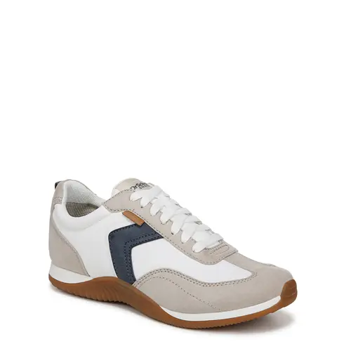 Dr. Scholl's Women's Retro Flat Sneaker Trainer Shoes - Lace-Up, Round Toe, Arch Support, Antimicrobial Recycled Nylon Footwear, Casual Fashion Sneakers for Women
