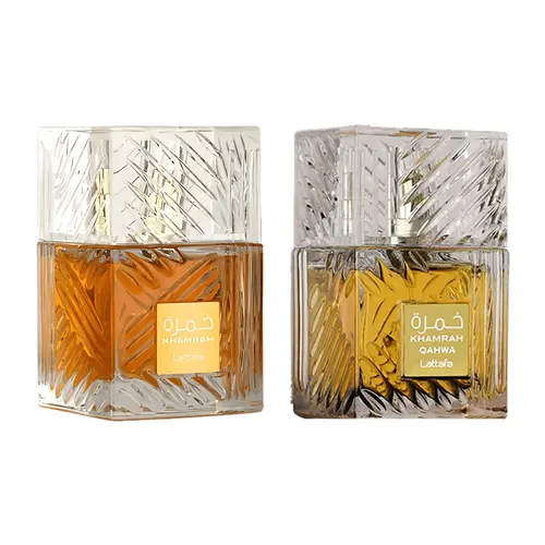 Lattafa Khamrah 2 Piece Bundle Set (Khamrah Eau de Parfum Spray, 3.4 Ounce & Khamrah Qahwa Eau de Parfum Spray, 3.4 Ounce)