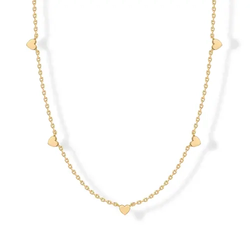 PAVOI 14K Gold Plated Dainty Chain Necklaces for Women - Station Small Motif Pendant Gold Jewelry Gifts - Trendy Heart, Bow, Cross Necklace for Women