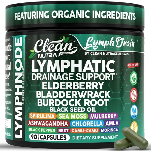 Clean Nutra Elderberry, Bladderwrack, Burdock Root, Sea Moss, Chlorella & More for Lymphatic Support & Detox Capsules – Lymph Drain
