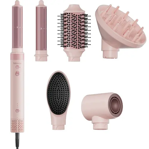 Tideway Prowaver 6-in-1 Ionic Hot Air Styler Wrap - Hair Styling Tool with Auto-Wrap Curlers, Blow Dryer Brush, Thermal Blowout Brush, Dual Voltage (100-240V) Global Appliance, Travel Bag, Frizz-Fighting for Frizzy Hair, Curling & Volume Boost techvibes