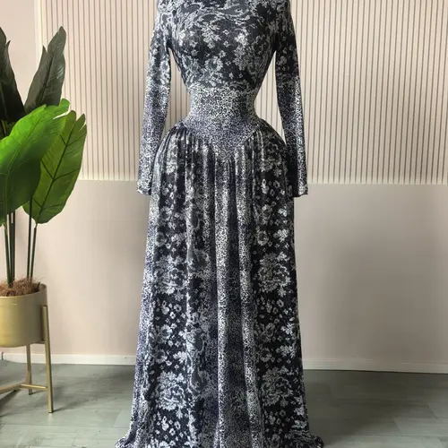PULKRITU Women's Paisley Floral Print Dress, Full Sleeve Round Neckline Evening Party Clubwear, Formal, Sexy Birthday Vacation Maxi Dresses, Ladies Floor Length Big Swing A-line Long Dresses, Dressy Prom Education Dress Clothes, Streetwear Outfits