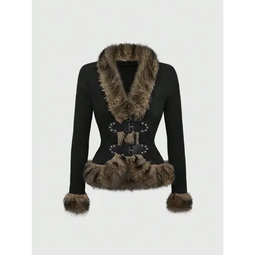 Women‘s Vintage Furry Cardigan Shirt Casual Faux Fur Coats for Cold Days Sweaters Fall Winter Outfits