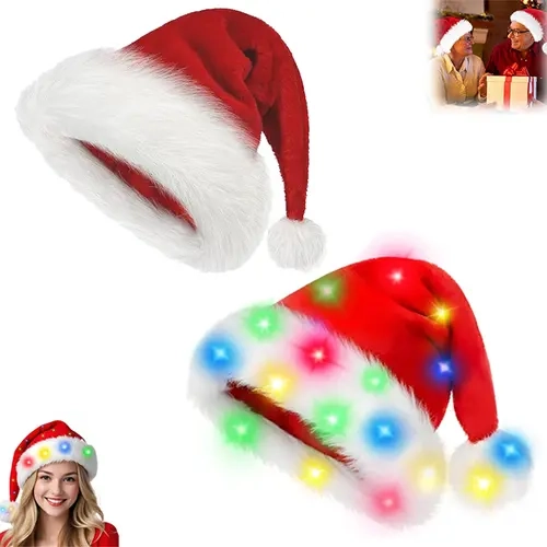 Unisex Adult Velvet Santa Party Hat - Thick Fluffy Synthetic Double-Sided Fur, Classic Traditional Styling, Double Liner, Cold Resistant, Comfortable Christmas Prop, Party Props, Christmas Wishlist Decoration & Gift, Women's Accessory