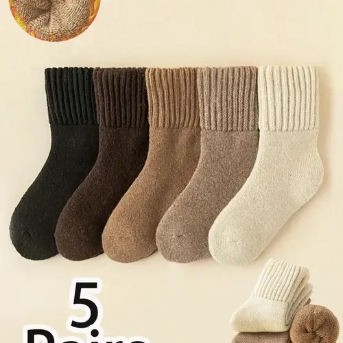 Women's Mid-Calf Socks 2/4/5/6/10 Pairs, Sporty Style Thick Fleece Winter Socks, Thickened Warm Socks, Soft Comfy Socks, Home Use, Floor Socks for Fall & Winter, Sock Set