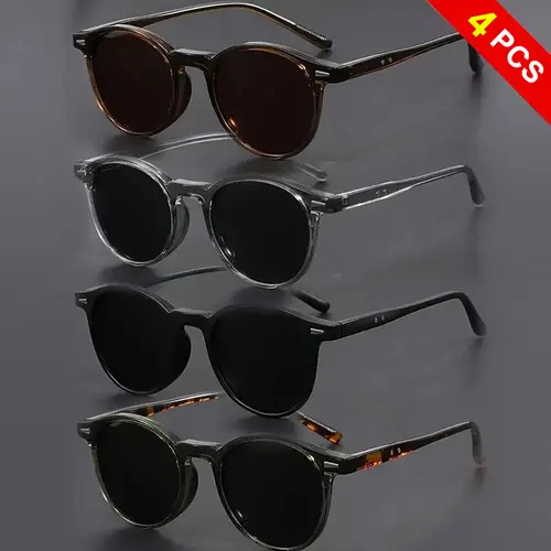 Unisex 4-Pcs Tinted Polarized Lens Full Rim Sports Sunglasses Set - Lightweight Nylon TR 90 Small Oval Frame, Modern American-Korean Style, Ideal for Driving, Great Gift