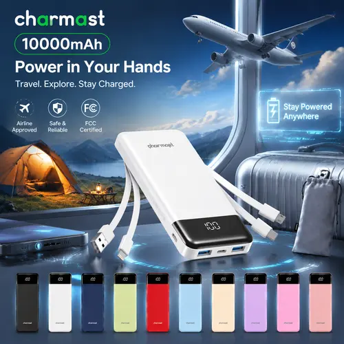 Charmast 10000mAh Portable Charger & Slim Power Bank – Built-in Cables, 6 Outputs & 3 Inputs, 6A Fast Charging Travel Battery Pack for Smartphones, Phones & Tablets   #TikTokShopFallDealsForYou
