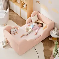 Lilypelle  Toddler Floor Bed, CPC Certified Upholstered，55.9" Cloud-Shaped Kids Bed with 200LBS Load Capacity, Soft Teddy Fleece Toddler Bed Frame for Boys & Girls, No Mattress Included summerwins