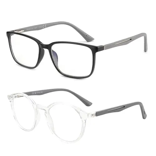ZENOTTIC Classic Stylish TR90 Unisex Round Tac Semi-Rimless Eyeglass Frames - Lightweight, Durable, Flexible, Easy Fit Stylish Protective Glasses, Blue Light Blocking, UV400 Eye Guard, Accessories Adults, Back-to-School, Office Use, Non-Prescription
