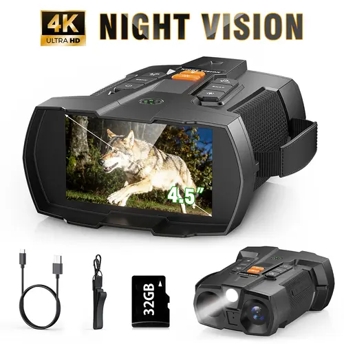 MINENER 4K High-Powered Night Vision Goggles - 5000 mAh Battery, 7-Level Infrared, 10x Digital Zoom, Hunt Gear, Camping Accessories, Cool Gadgets for Adults, Mens Gifts, Dad Gifts, Wildlife Observation