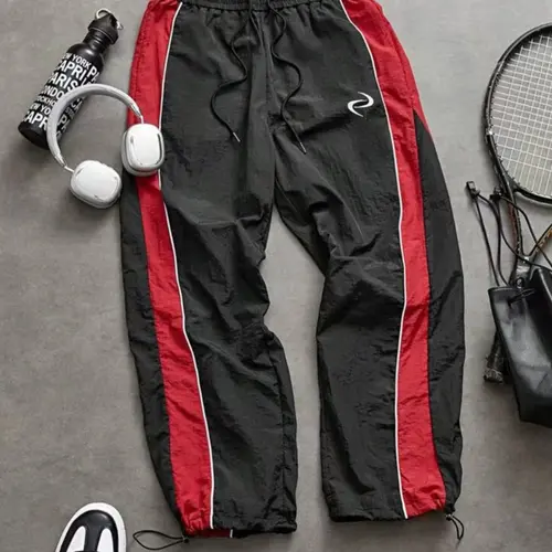 Men's Fashion Casual Sports Pants, Casual Sporty Pants, Loose Fit, Elastic Cuff, Athleisure Design, Unique Print, Simple Versatile, Nylon Fabric, Perfect for Daily Wear, Casual Athletic Bottoms