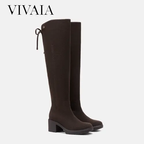 VIVAIA Women’s Square-Toe Wide-Shaft Block Heel Knee-High Boots - 6.7cm Heel, 3-Way Styling, Adjustable Wide-Calf Fit, Arch Support, Insulated Winter Warm Shoes for Commutes, Holiday (Gia 2.0, US8, US9-9.5)