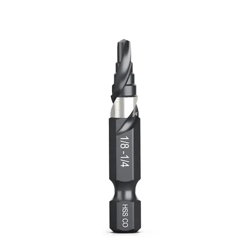THINKWORK M35 Cobalt Spiral Flute Step Drill Bit, Single Size HSS Step Bit 1/4", Small Size EDC 1/4" Shank Step Bits for Metal, Carbon Steel, Stainless Steel, Wood, Plastic