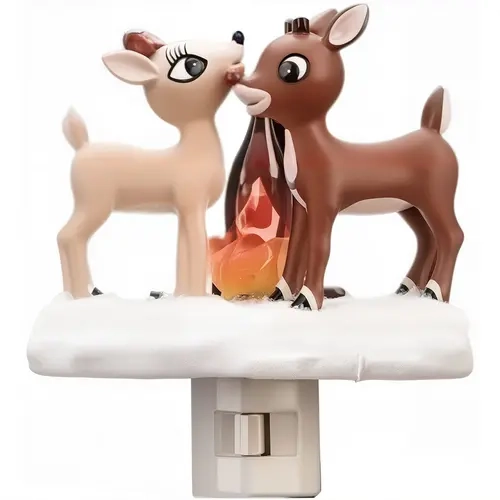 2026 Whimsical 3D Elk Campfire Flickering Christmas Decorative Light - 120V US Plug AC Power, Compact Size, Warm Glow, Portable, Ideal Gift for Sons, Indoor Use Festive Lighting