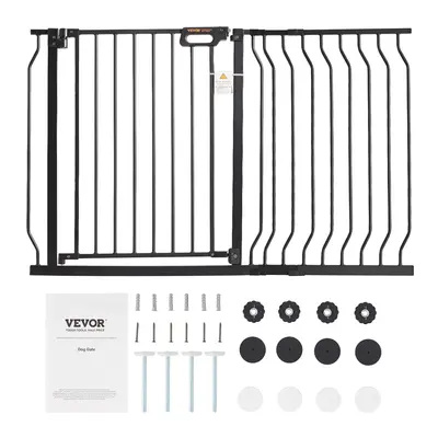 VEVOR Baby Gate,  29.5"-46.4" Extra Wide, 30" High, Dog Gate for Stairs Doorways and House, Easy Step Walk Thru Auto Close Child Gate Pet Security Gate with Pressure Mount Kit and Wall Mount Kit, Black