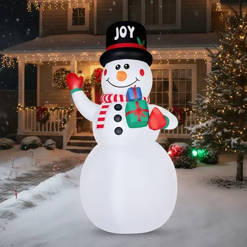 VINGLI Lighted Giant Inflatable Christmas Snowman Yard Decor, Blow-Up Outdoor Front Yard Ornament with Built-In LED Lights, Easy-Remove Holiday Party Home Ornaments