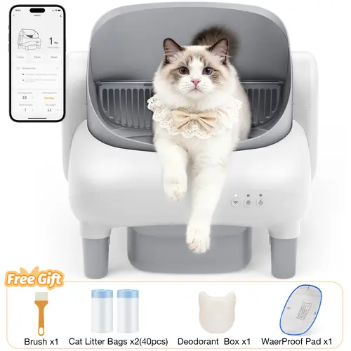 FUMOI Automatic Litter Box for Multi-Cat Homes - Open-Top Auto Cleaner with APP Control, Safety Sensors, Odor Lock, 10.5L Large Waste Bin (2.4G WiFi Only)