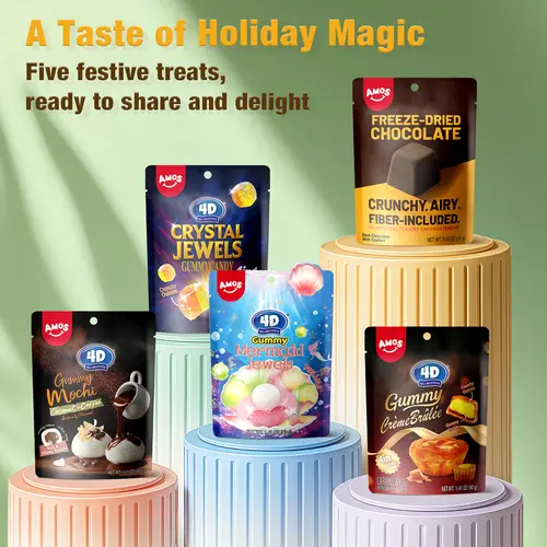 AMOS MeloMochi Variety Pack, 3 Flavors: Dubai Chocolate, Cheese & Strawberry, Mint Chocolate, Soft & Chewy Mochi Candy with Fluffy Marshmallow Layer, 3 Boxes, 240g Each