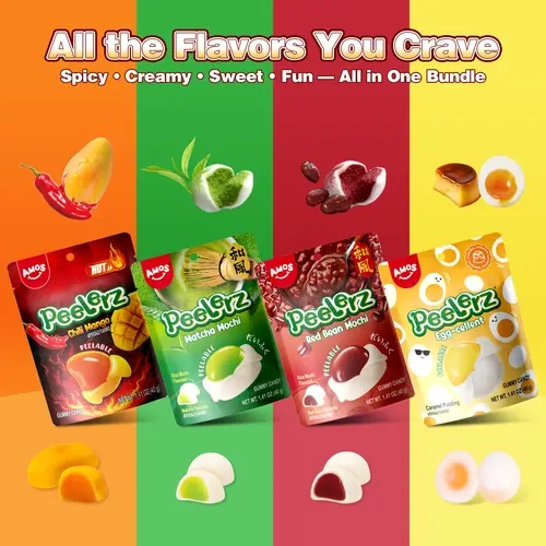 AMOS Peelerz Holiday Mix Advent Calendar, 24-Day Peelable Gummy Candy, 4 Fruity Flavors, Christmas Gift, 4.41 oz (125 g)
