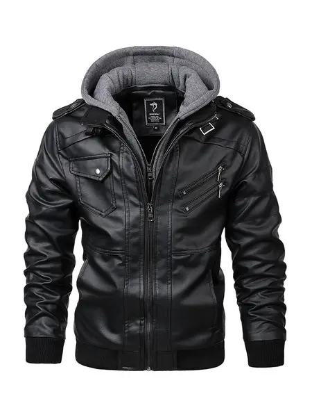 European and American autumn and winter faux leatherjacket men's PU leather casual motorcycle jacket autumn andwinter fashion brand heavy workmanship men's handsome Formal Menswear Coats Outfit Stylish