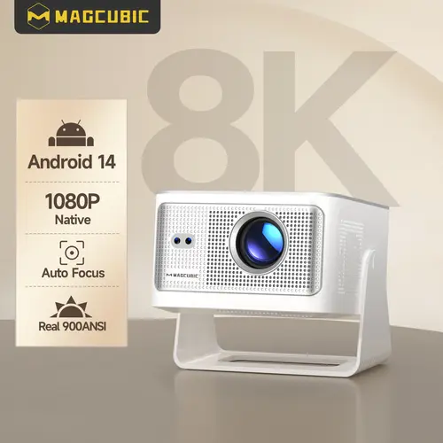 [US Warehouse] Magcubic HY350MAX 900ANSI Projector Auto Focus 8K Decode Android 14 Allwinner H726 Built-in 15W HiFi Speaker Dual WiFi6 BT5.4 Native 1080P 1.0:1 short Throw Portable Smart Projector For Home Cinema Movie Night #tiktokshopstockup