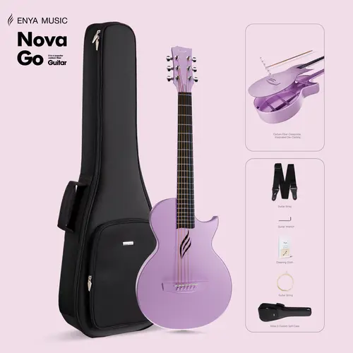 Enya Nova Go Carbon Fiber Travel Guitar Kit - Enya Music 1/2 Size Acoustic, 1-piece Waterproof Body, Lightweight, Low Finger Fatigue, Ideal for Beach & Outdoor Play, Includes Guitar String Set & Cleaning Cloth, Gift Ideas for Music Lovers #backtoschool