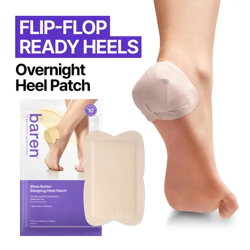 [BAREN] Shea Butter Sleeping Heel Patch (10pcs) - Foot Care, Cracked Heels, Dry Feet, Foot Treatment, Soothing