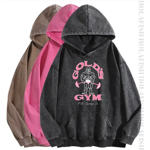 Holafish Women's GYM Print Acid Wash Hoodie Essential For Fitness Enthusiasts Vintage 2025 Sweatshirt Oversized Loose Fit Winter Warm Streetwear Casual Tunic graphic