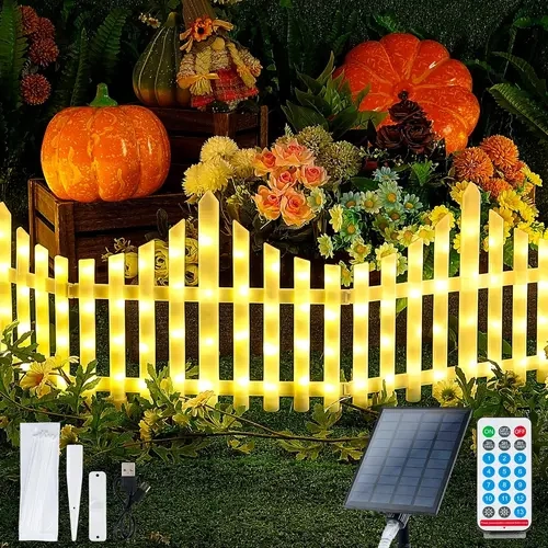 Hoodink 14-inch Magical Festival Christmas Tree Fence Lights, 8-Pack with Remote-Easy Control, 8 Modes White Lights, Hanging Ornaments for Indoor/Outdoor Home Holiday Party Outdoor Christmas Decorations