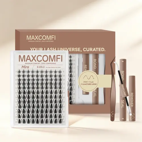 MaxComfi Mira Manga Lash Clusters - Makeup False Eyelashes for Beginners, 0.03mm Thin Soft Band Waterproof Eyelash Extensions, Long-Lasting Natural for Daily Makeup Wear