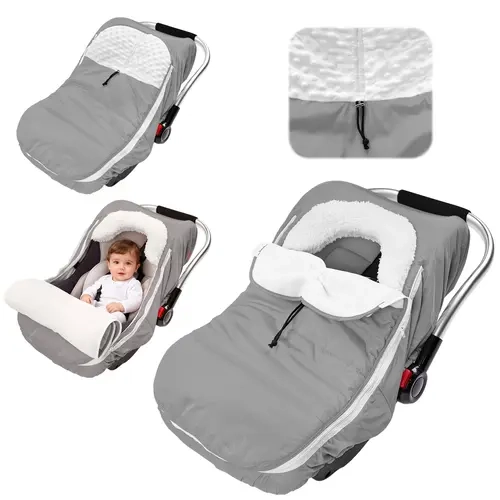 Primlect Unisex Winter Baby Car Seat Cover, Warm Cozy Plush-Lined Infant Canopy for 23°F/-5°C Cold Weather, Waterproof Windproof Design with Adjustable Collar, Stretchy Elastic Edges, Washable Universal Fit