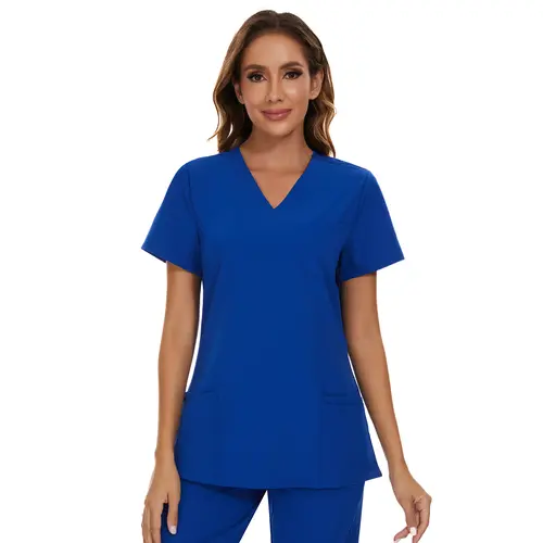 COZYFIT Luna Women's Scrub Tops - Soft Stretch Polyester Workwear, V-Neck Lady's Women's Clothes with 3 Pockets, Easy Care Medical Style Uniforms Scrub Set Uniforms for Summer