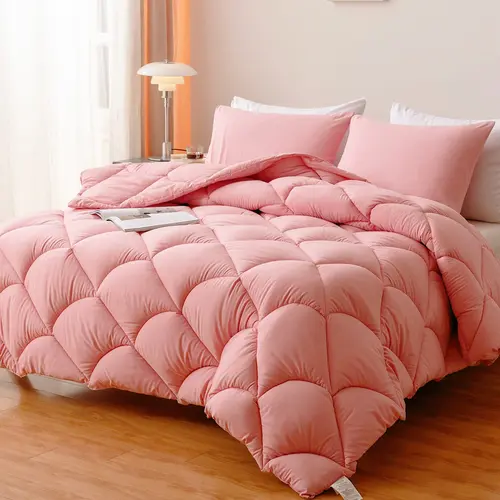 Cosybay Twin Size Comfy Bed Sets - Pink Reversible Multi-Size Decorative Bedding Set, All-Season Breathable Lightweight Down Alternative for Home Sleeping, 2-Piece (88"x92" Comforter, 20"x26" Pillowcase), Sofa Protector