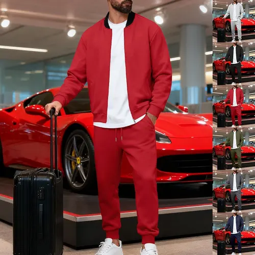 KZZ Men's 2-Piece Athletic Tracksuit - Sporty Top & Pants, Comfortable Stylish Activewear Clothing, Men's 2 Piece Sets, Sportswear Clothing, Sweatsuit Matching Set, Ideal for Spring & Autumn, Christmas Gift Option