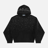 Aelfric Eden Rhinestone Pullover Hoodie Vintage Washed Unisex Y2K Loose Fit Fall Fashion with Pockets Casual Menswear Black Long Sleeve Top Stylish Outfit,father'sdaygifts