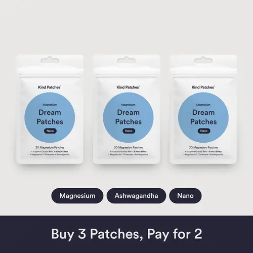 3 Packs of Kind Patches Dream Patches Nano, 90 Magnesium & Ashwagandha Patches, Support Quality Rest, 8 Hour Effect, Magnesium L-Threonate, Ashwagandha, 3 Months Supply