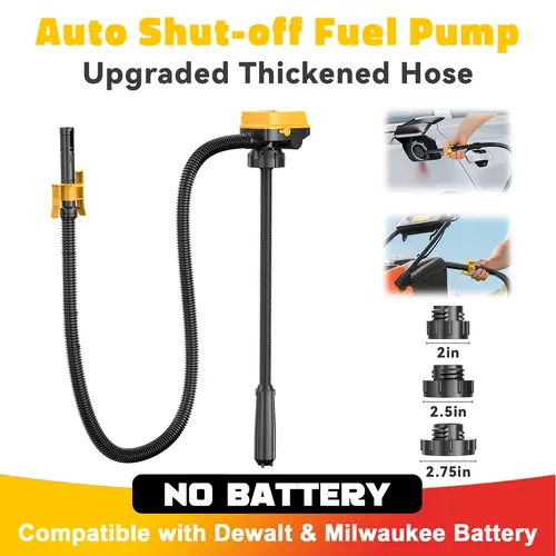 Automobile Fuel Transfer Pump Compatible with DeWalt 20V & Milwaukee 18V Batteries, 【Battery NOT Included】, 3.2 GPM Portable Electric Gas Can Pump with 51'' Hose & 3 Adapters for Diesel Gasoline Oil Water
