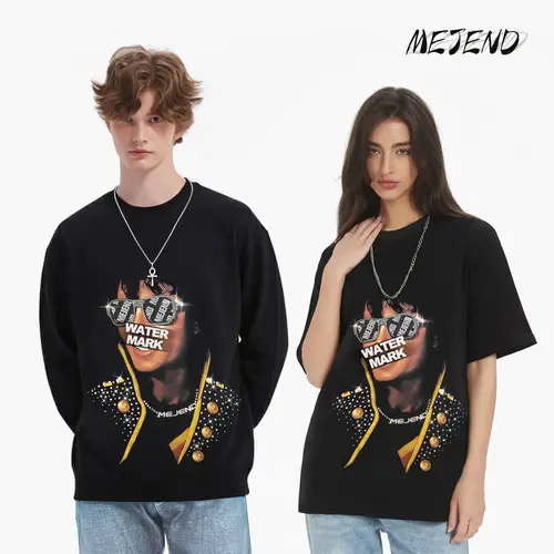 Men's Graphic Rhinestone Short-Sleeve T-Shirts, 250Gsm Cotton, Oversized Cut Gives Laid-Back Ease, Prints, Classic Everyday Basics, Streetwear Crewneck MeJend Tops