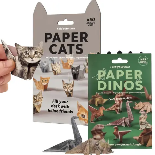 DIY Origami: Foldable Kittens/Dinosaurs for Hand Dexterity Training. These origami craft toys are ideal for party leisure time and serve as paper decorations.