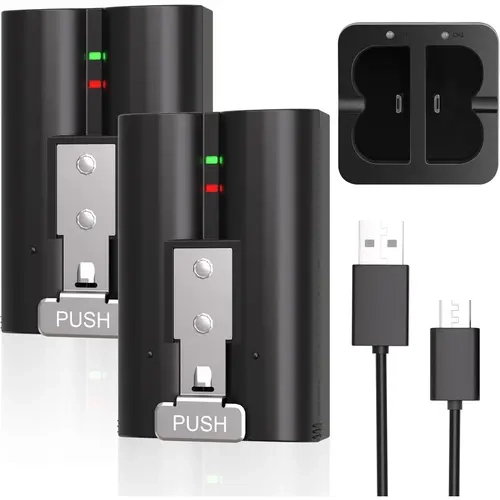 7200mAh Rechargeable Li-ion Replacement Kit for Ring Battery Doorbell 2/3/3 Plus/4, Spotlight Cam, Stick Up Cam Pro - Type-C Dual Charging Station, USB Cable, LED Lights, 30-Day Guarantee, PC/Car/Power Bank Compatible, User Manual, Dual Battery Adapter