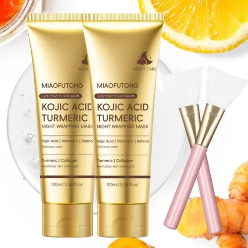Kojic Acid Turmeric Overnight Facial Treatment Mask - Unisex Alcohol-Free Hydrating Gel, Nighttime Moisturizing Mask for All Skin Types, Hydrates, Boosts Moisture, Repairs Skin, Brightens, Fades Dark Spots, No Harsh Chemicals