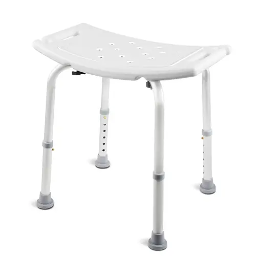 Medline Eco-Friendly Bariatric Backless Shower Chair - Stainless Steel Rectangle Bath Bench, 300 Lbs Capacity, Safety-Focused Durable Home Bathroom Supply, Great for Adults' Shower Seating, Modern White