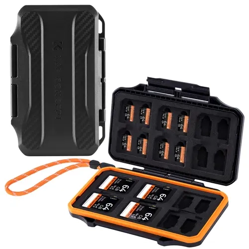 K&F CONCEPT 36-Slot Memory Card Box, Durable Anti-Shock Storage Organizer, Water-Resistant Holder for 24 TF/Micro SD and 12 SD Cards (Supports SDXC/SDHC), Abs, Snap