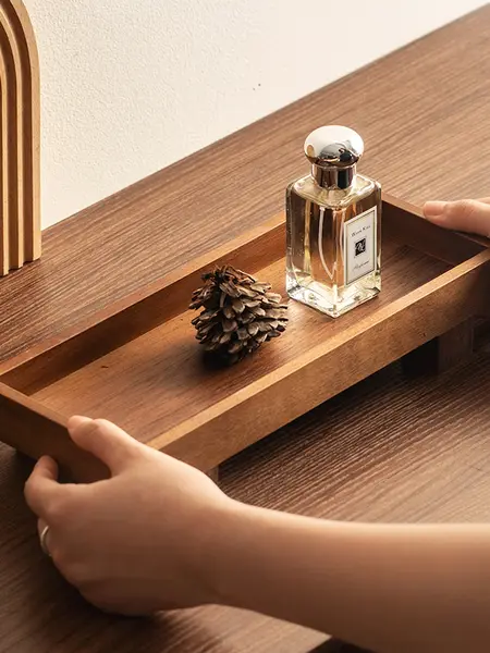 Handcrafted Solid Wood Bathroom Tray Non Deformable Shampoo Cosmetics Holder with Natural Wood Grain for Hotel Home Bathrooms Travel Toiletries Organization summerwins