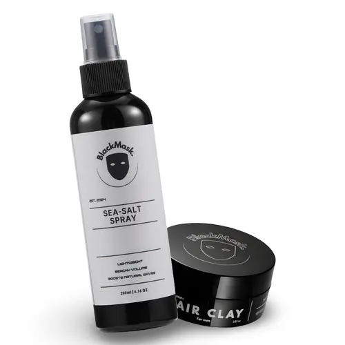 BlackMask Sea Salt Spray & Hair Clay Bundle - Natural Volume & Matte Finish for Textured Defined Looks with Lasting Hold